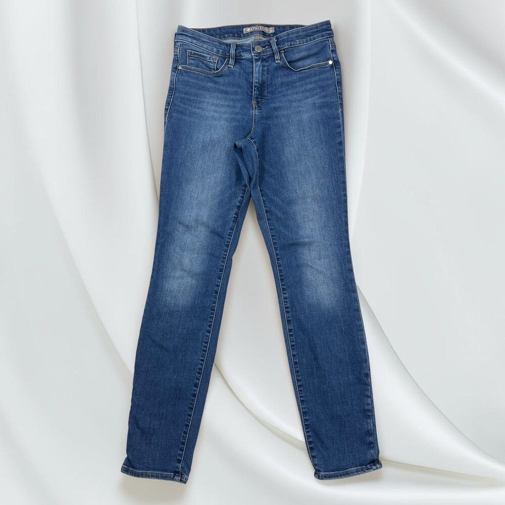 Athleta Women's Sculptek Skinny Jeans Medium Wash Blue Denim Mid Rise 6